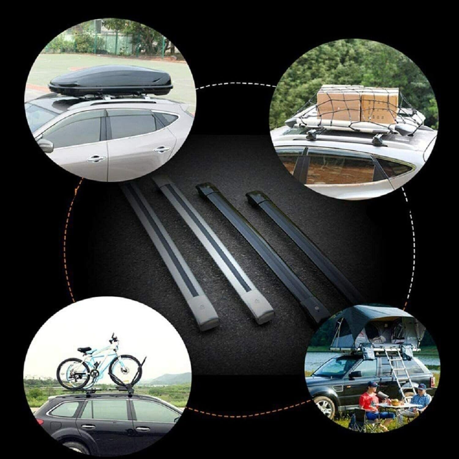 Cross Bars Roof Rack Lockable Fits for VW Tiguan 2025 2026 Aluminum Crossbars Cargo Carrier（Black）