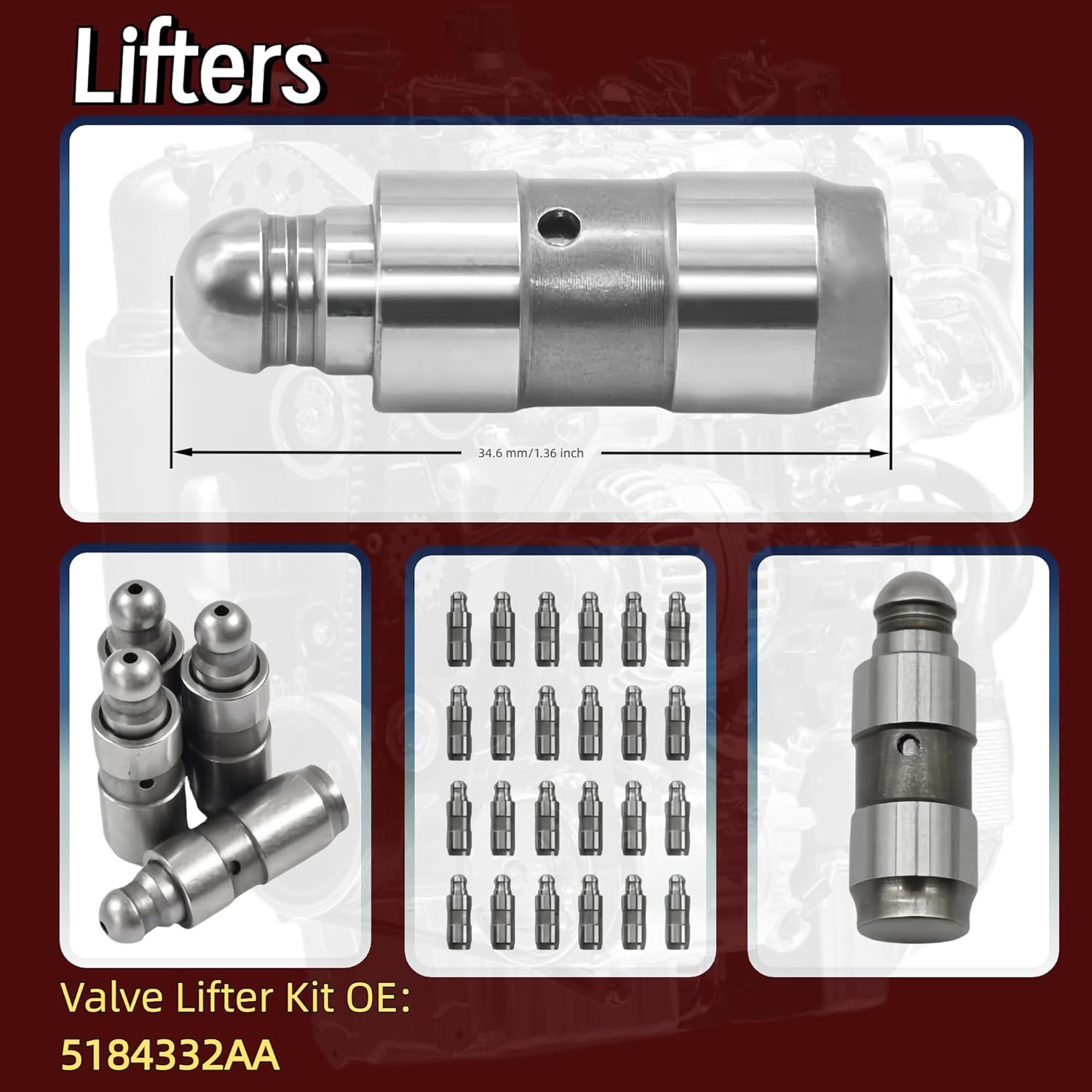 Engine Camshafts Rocker Arms Lifters Kit Fit For Jeep Chrysler 200 300 Grand Cherokee Dodge Charger Durango Challenger Wrangler Ram 1500 2011-2016 3.6L V6 Pentastar 5184377AG 5184379AG 5184380AG