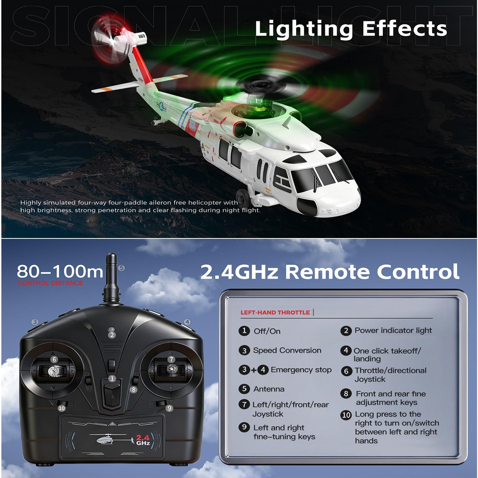 Elicottero radiocomandato K270 UH-60L elicottero brushless flybarless a 4 canali con 4 pale senza alettoni mantenimento dell'altitudine posizionamento ottico del flusso(3 Batteries)