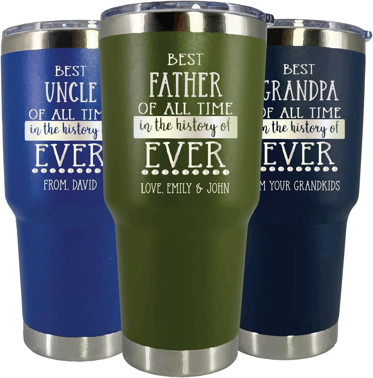 AVITO Personalized Dad Tumbler - Laser Engraved - Vacuum Insulated - Stainless Steel - 30 oz Tumbler with Lid - Best Dad Ever Cup