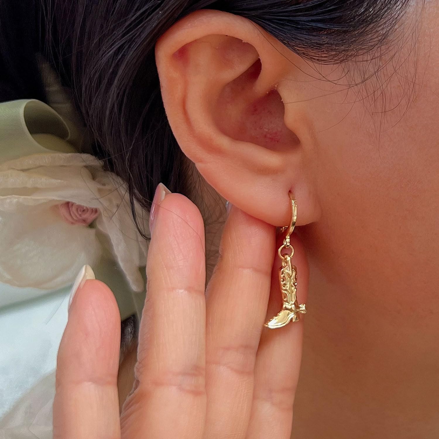 Western Cowboy Boot Earrings for Women Gold Plated Boot Dangle Earrings Texas Boots Spur Drop Earring Western Earrings Jewelry Accessories - Image 2