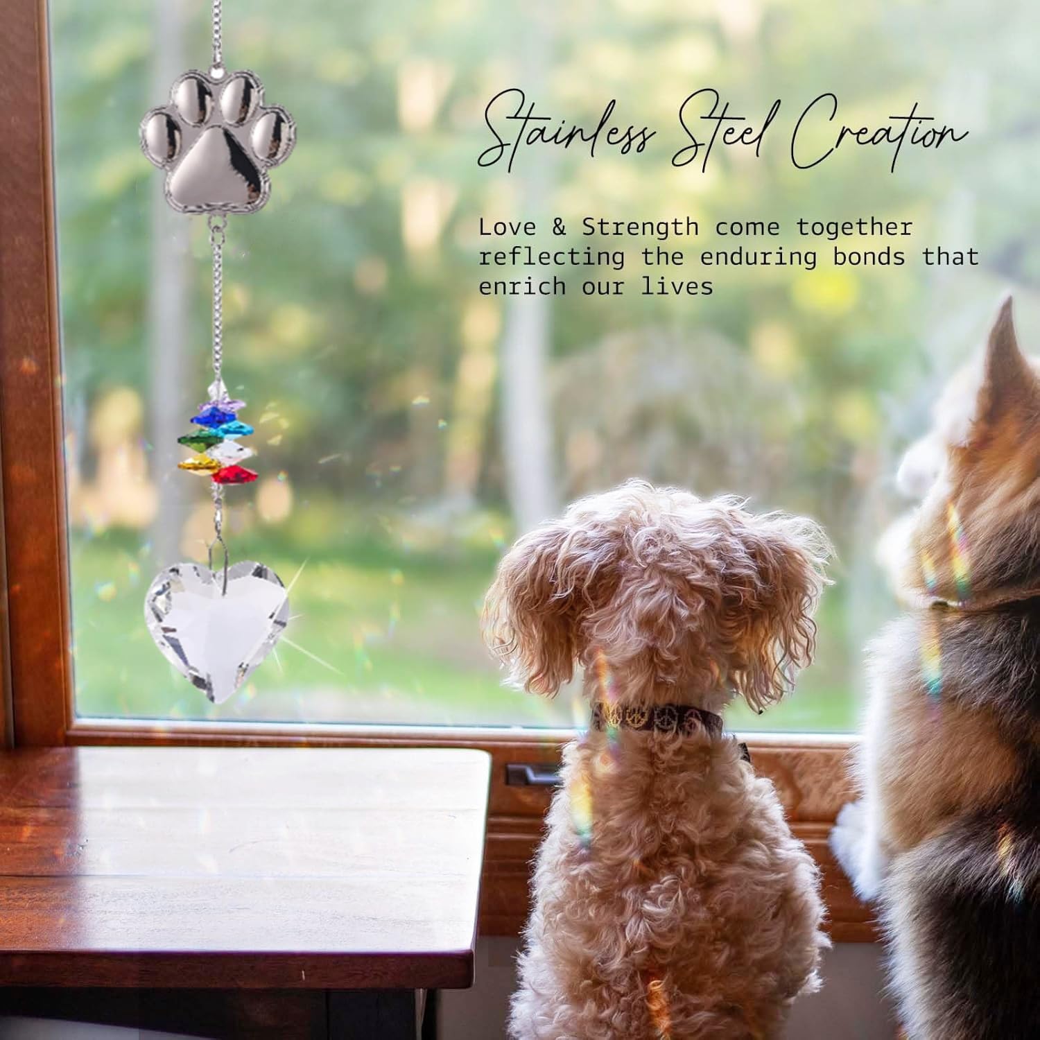 Pet Paw Print Memorial Gifts Crystal Suncatcher, Thoughtful Dogs and Cats Remembrance - Image 2
