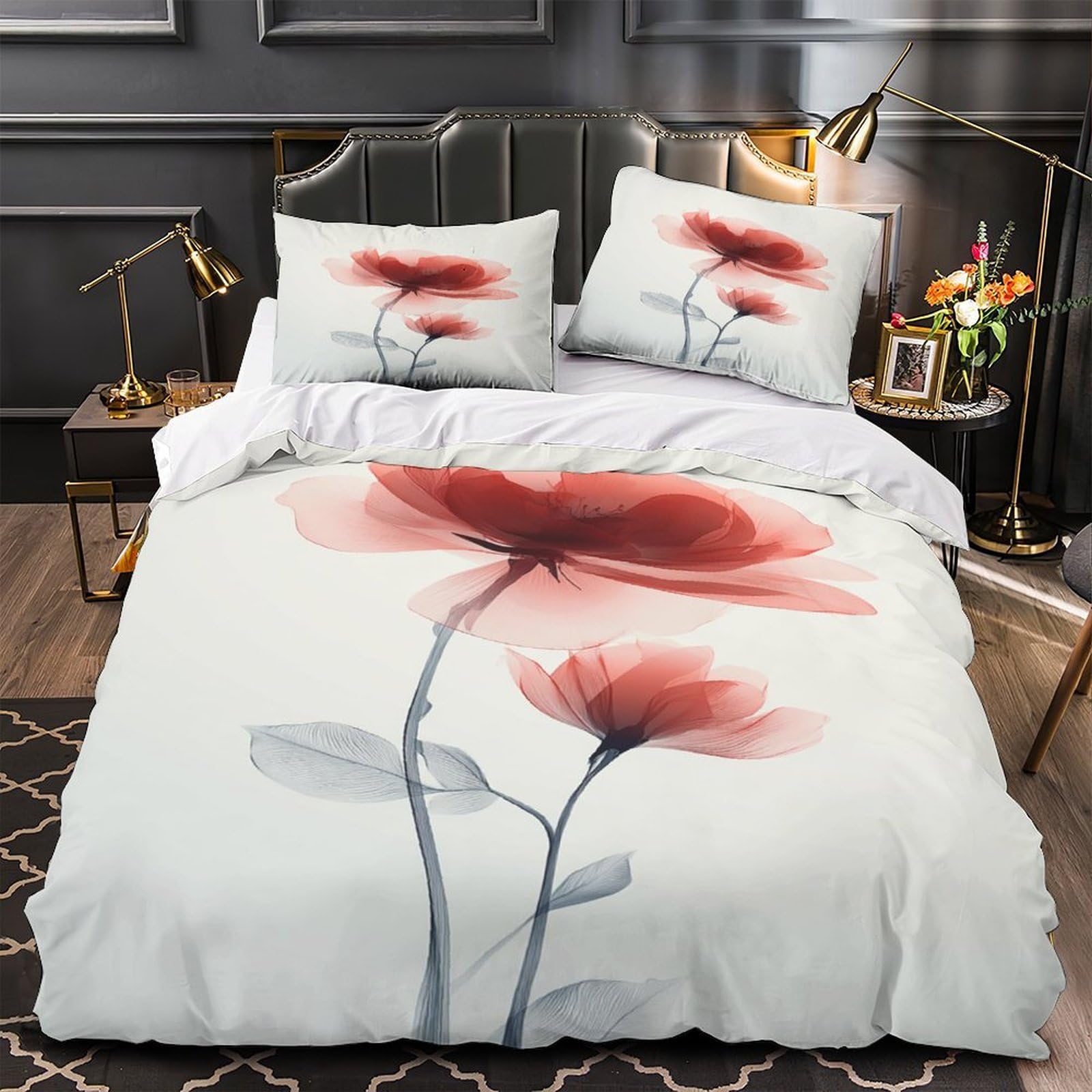 Housse de couette microfibre dragon rouge imprimé 3D double 200x200
