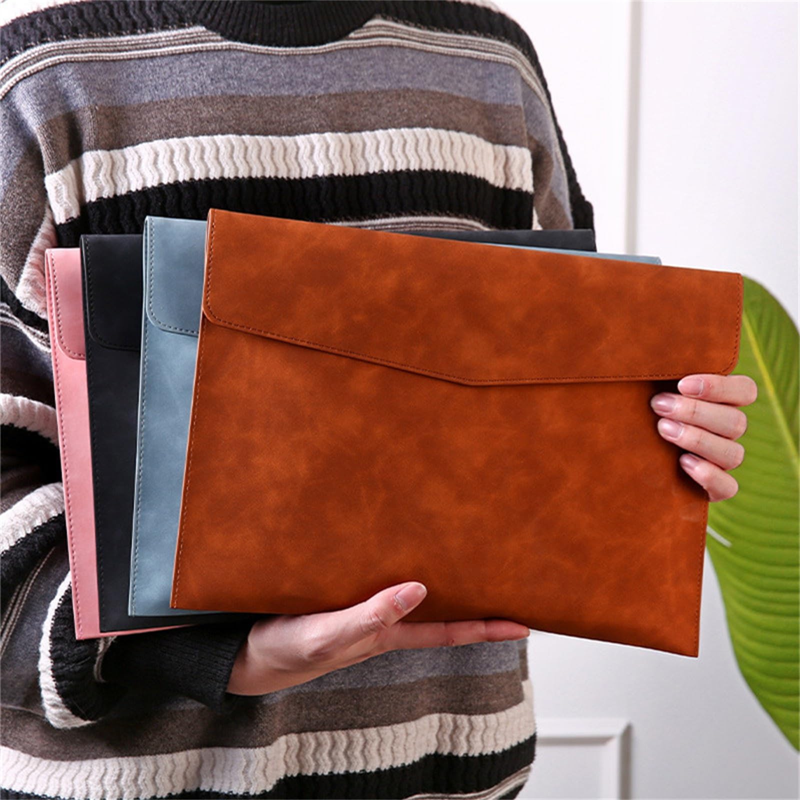 Porte-cartes Avec Fermoir Porte-documents En Cuir PU A4 Étui