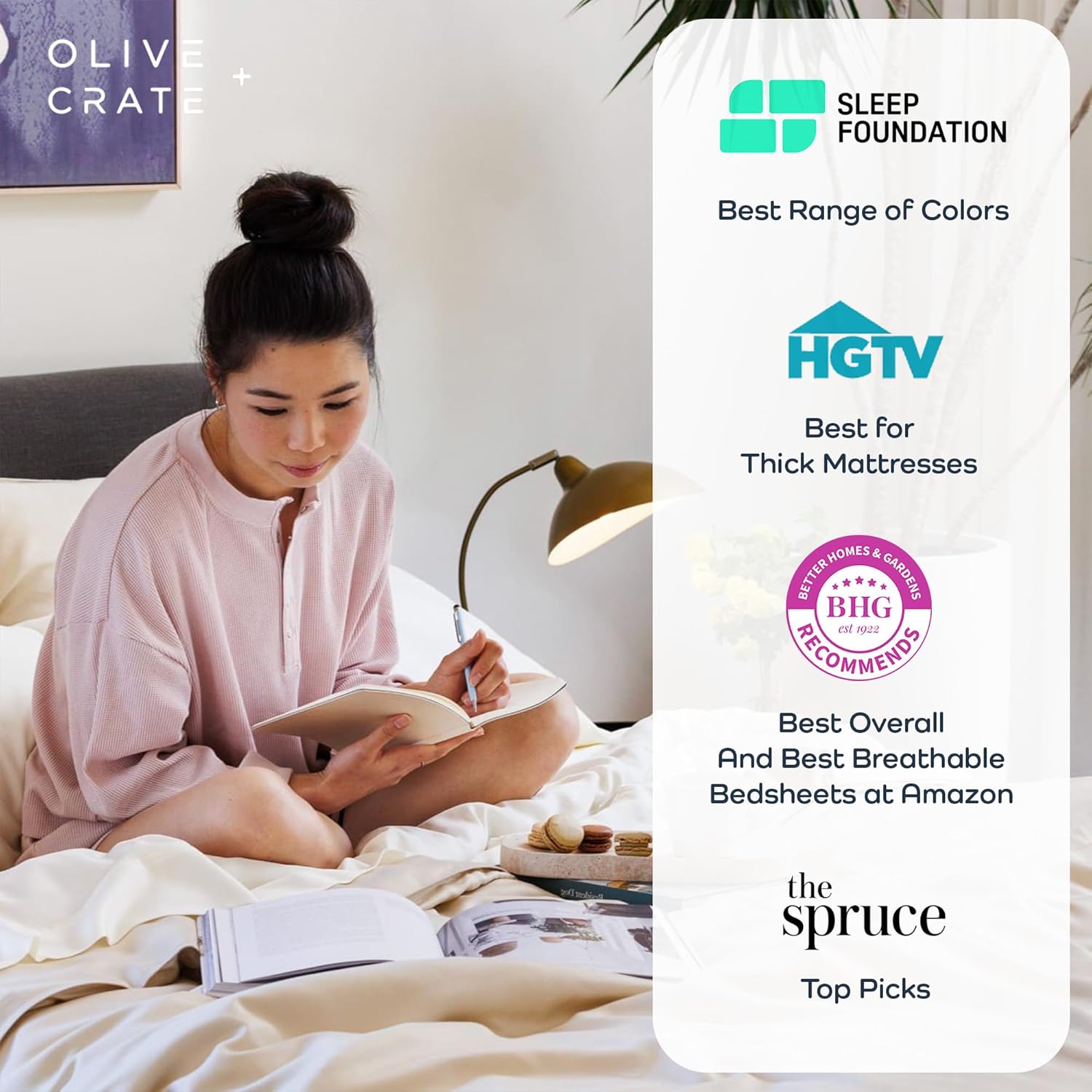 Olive + Crate Tencel Eucalyptus Pillowcases - 100% Tencel Lyocell Cooling Pillow Cases for Hot Sleepers - Hypoallergenic, Moisture-Wicking, Silk Alternative, Vegan - Queen Size Set of 2 [White Snow]