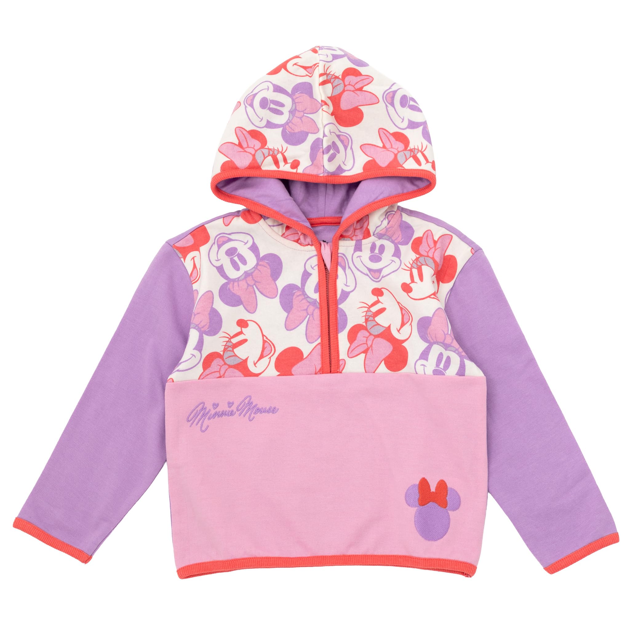Disney Girls Fleece Half Zip Hoodie Toddler to Big Kid Sizes (2T - 14-16)
