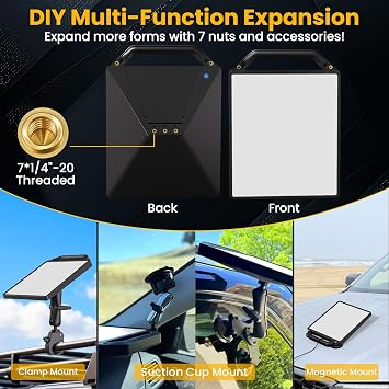 Starlink Mini Clamp Mount with Protective Silicone Case, 2 in 1 Satellite Dish Mounting Kit & Cover with Adjustable Clamp Mount Handle Shoulder Strap & 1/4-20 Nuts for RVs Car Boat/Road Trip-Black