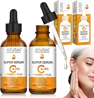 2 Stück Vitamin C Serum mit Hyaluronsäure, 20% Vitamin C Serum Gesicht, Gesichtsserum, Anti-Wrinkle Serum, Gegen dunkle Flecken und müde Haut, Anti Aging Serum für alle Hauttypen Geeignet
