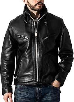 wings over usa シングルライダースジャケット 本革　ブラック Liugoo Leathers 本革 WING-NECK シングルライダースジャケット メンズ