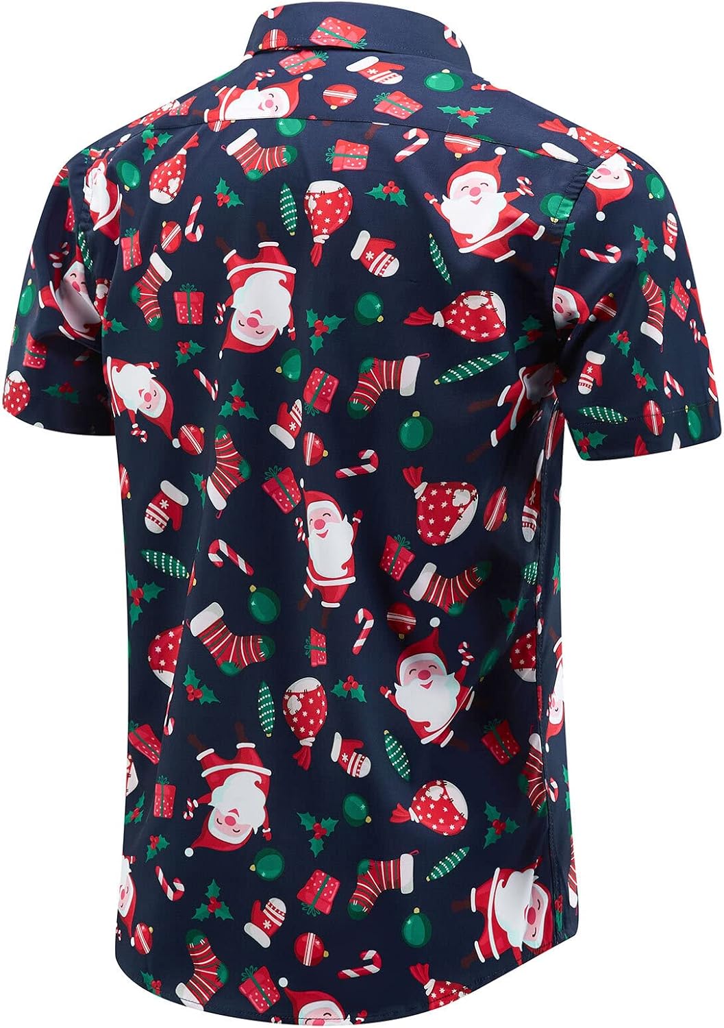 Christmas Shirts for Men Hawaiian Santa Claus Vacation Shirt Short Sleeve Button Down Dress Shirts - Image 3