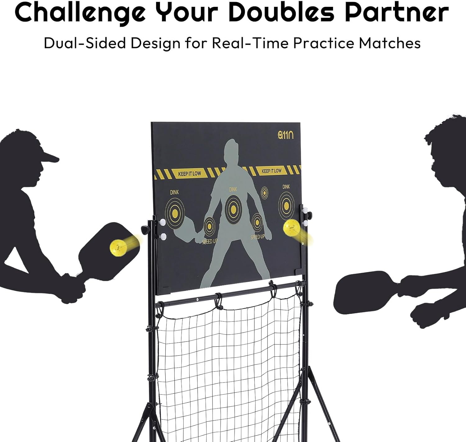 [Upgraded] A11N Pickleball Practice Rebounder, Adjustable Angle Dual-Sided Pickleball Dink Pad - Dink Board for Forehands Backhands Training