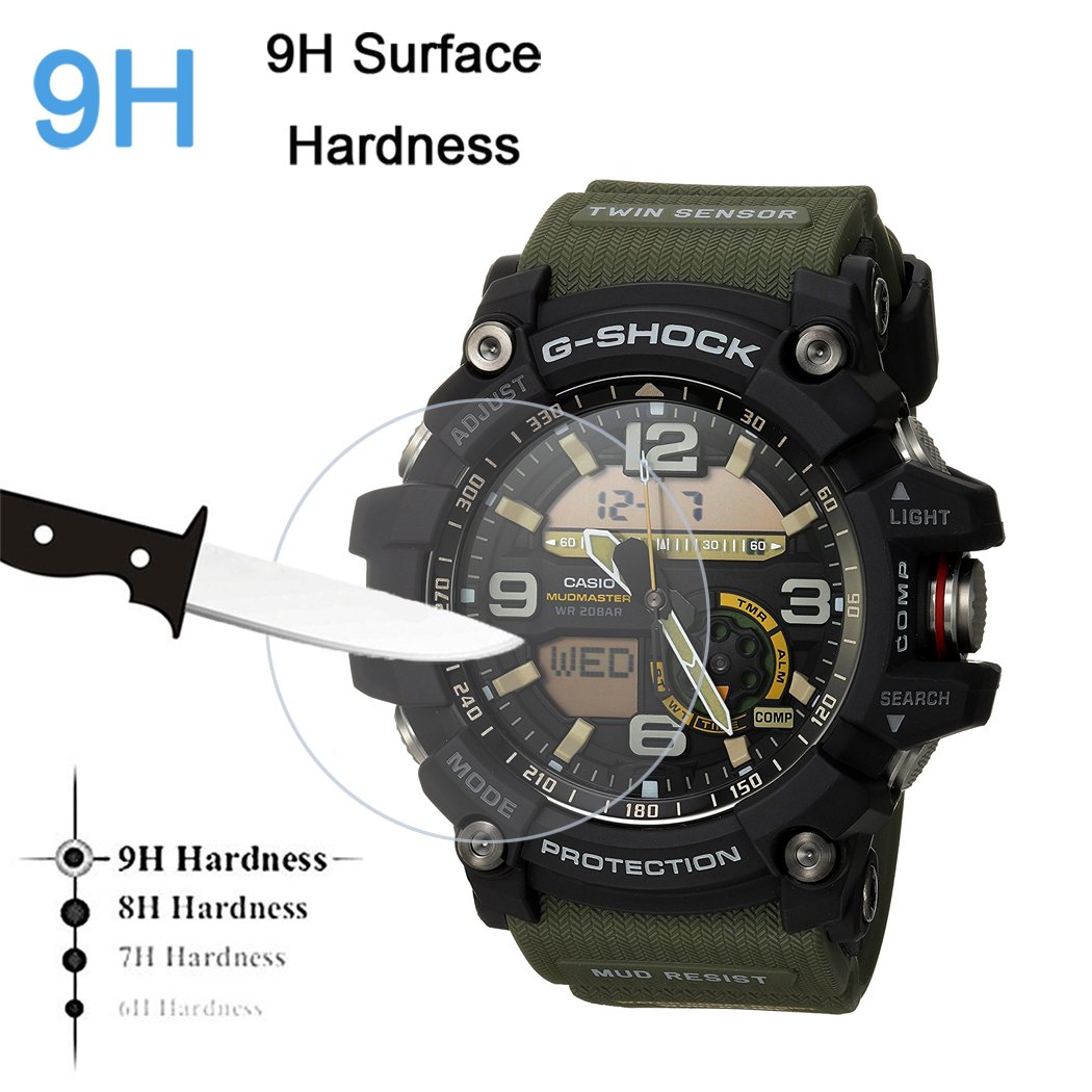Zshion - Pellicola proteggi schermo per Casio GA110, durezza 9H, in vetro temperato, per Casio G-SHOCK GA110, con anti-impronte e cristalli trasparenti (2 pezzi