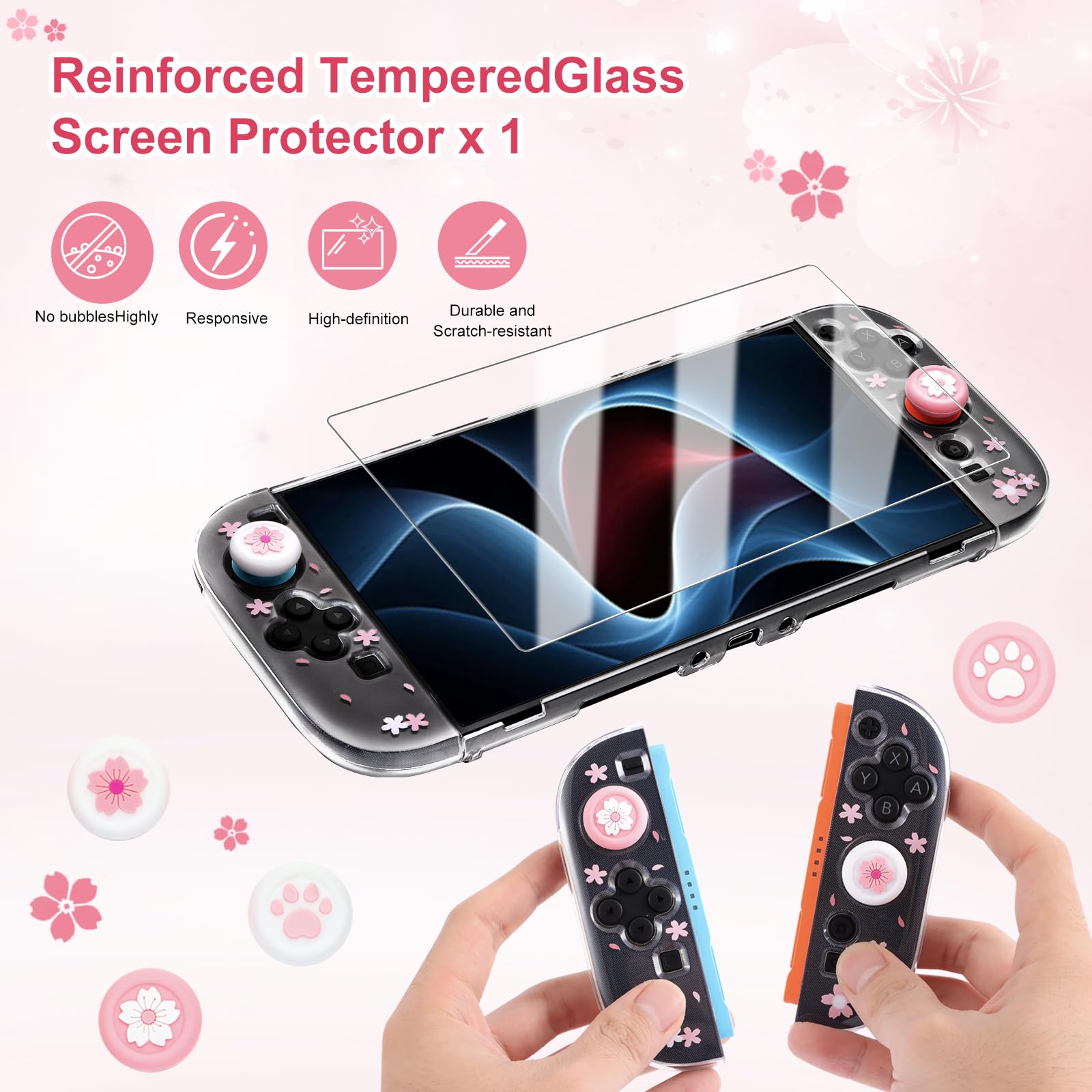 Custodia Compatibile con Nintendo Switch 2 (2025),Kit Accessori 10 in 1 Include con Switch 2 Cove,Vetro Temperato,4 tappi Thumbstick,Supporto regolabile