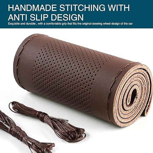 Miniatura 10 de 1 funda para volante de automóvil, 14.9 pulgadas, antideslizante y duradero, accesorios decorativos para volante de automóvil, universal,