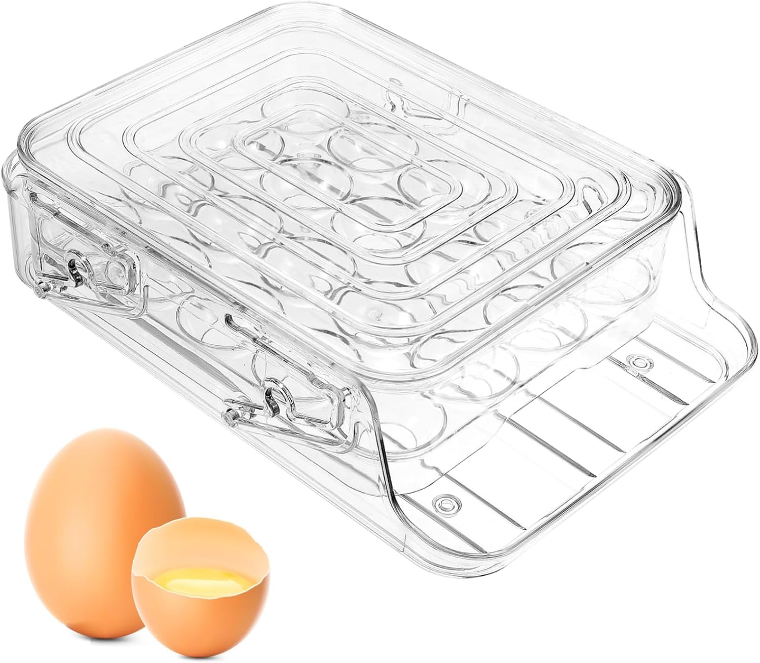 Automatic Rolling Egg Dispenser Egg Container Lid Refrigerator Organizer Bins Food Containers for Kitchen