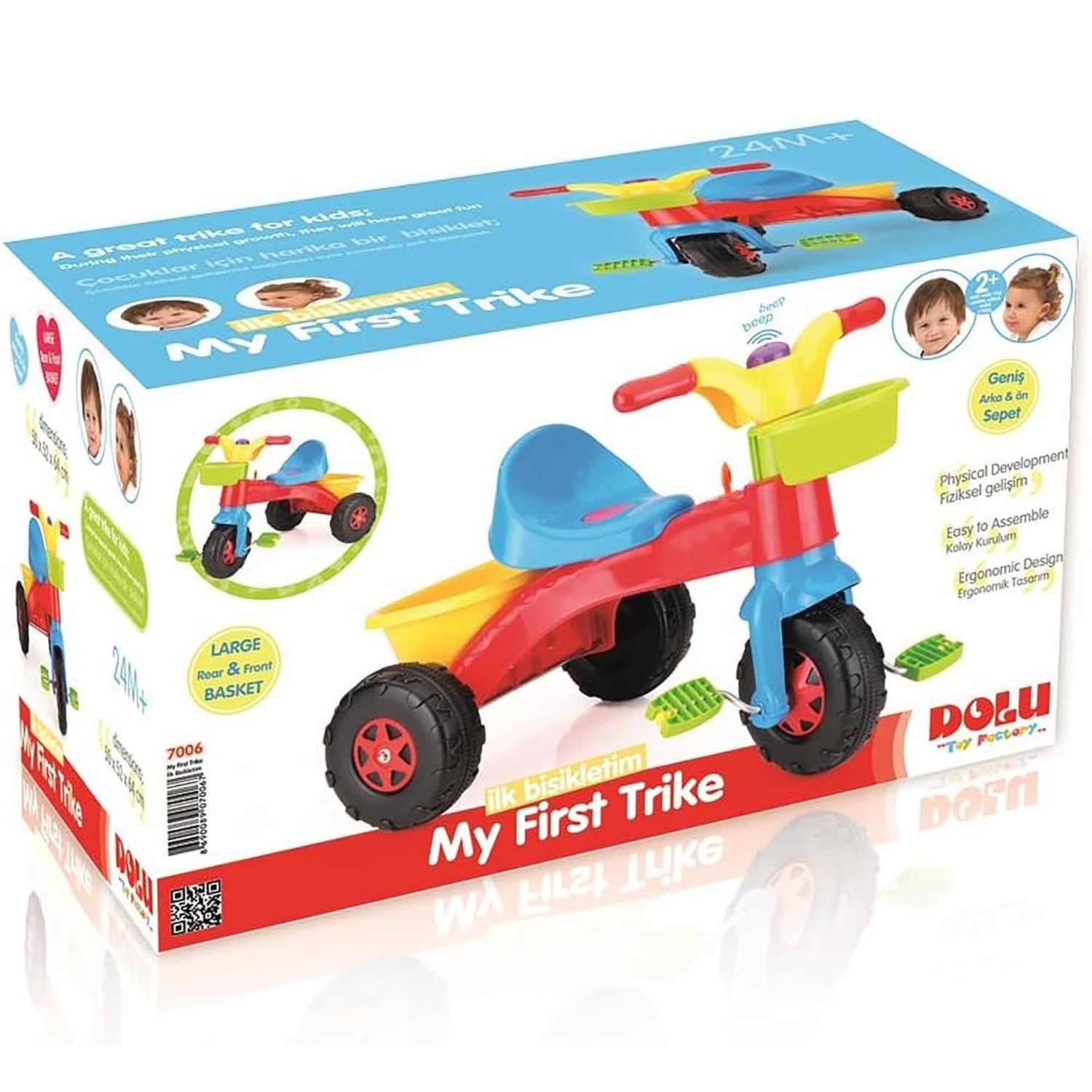 Dolu My First Trike Padal Operated Ride on, Kids Ride On Trike Multicolored, Pedal Operated Trike with Baskets for Toys - Ideal for Children Ages 36 Months and Up - Image 3