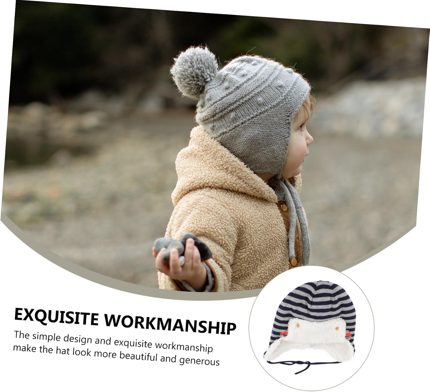 Warm Cotton Ear Protection Hat for Autumn Winter Soft Ski Cap for Year Old Stretchable Striped Design Winter Headwear for Boys and Windproof and Cozy Cold Weather Accessory Multi