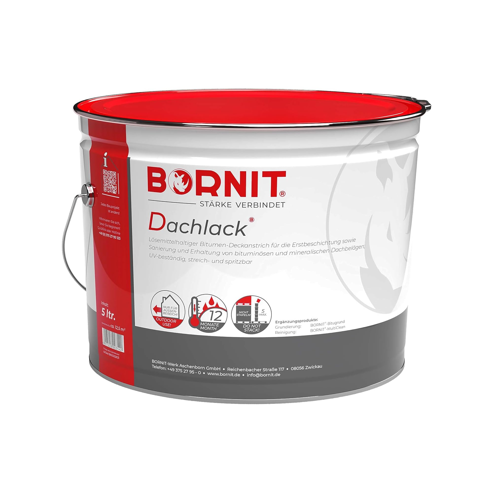 BORNIT Dachlack Bitumen-Dachanstrich Dachlack Bitumen Schwarz, 5 L