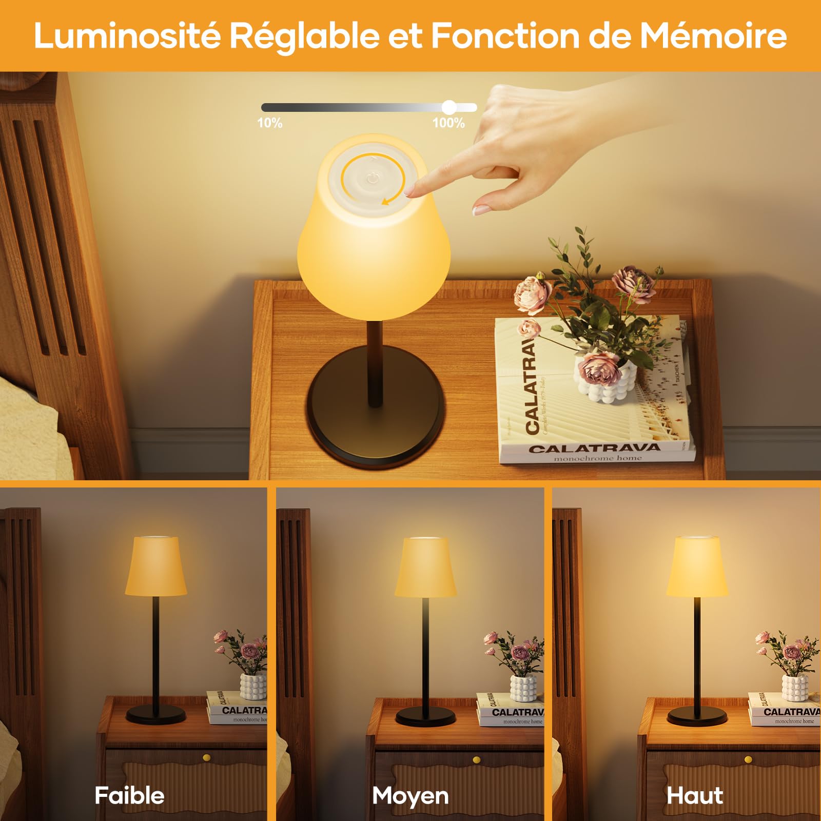 Suright Lot de 2 Lampe de Table Sans Fil Avec 3 Température de Couleur+RGB, Rechargeable Lampe de Chevet Luminosité Réglable, Contrôle Tactile IP54 Etanche pour Restaurant, Chambre, Camping, Café