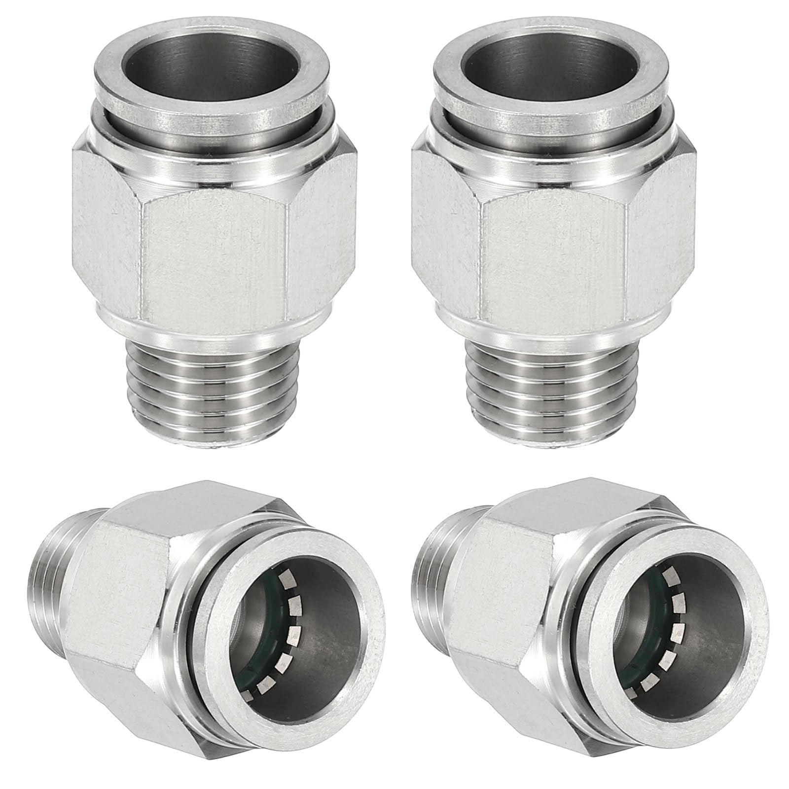 Raccord pneumatique droit en inox 304 usiné pour tube 1,27 cm et filetage NPT