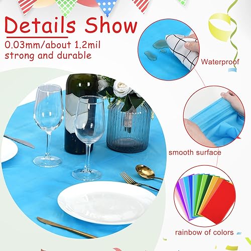 Miniatura 3 de Frienda 12 manteles de plástico desechables de colores surtidos, manteles rectangulares de plástico desechables para fiestas temáticas, cumpleaños