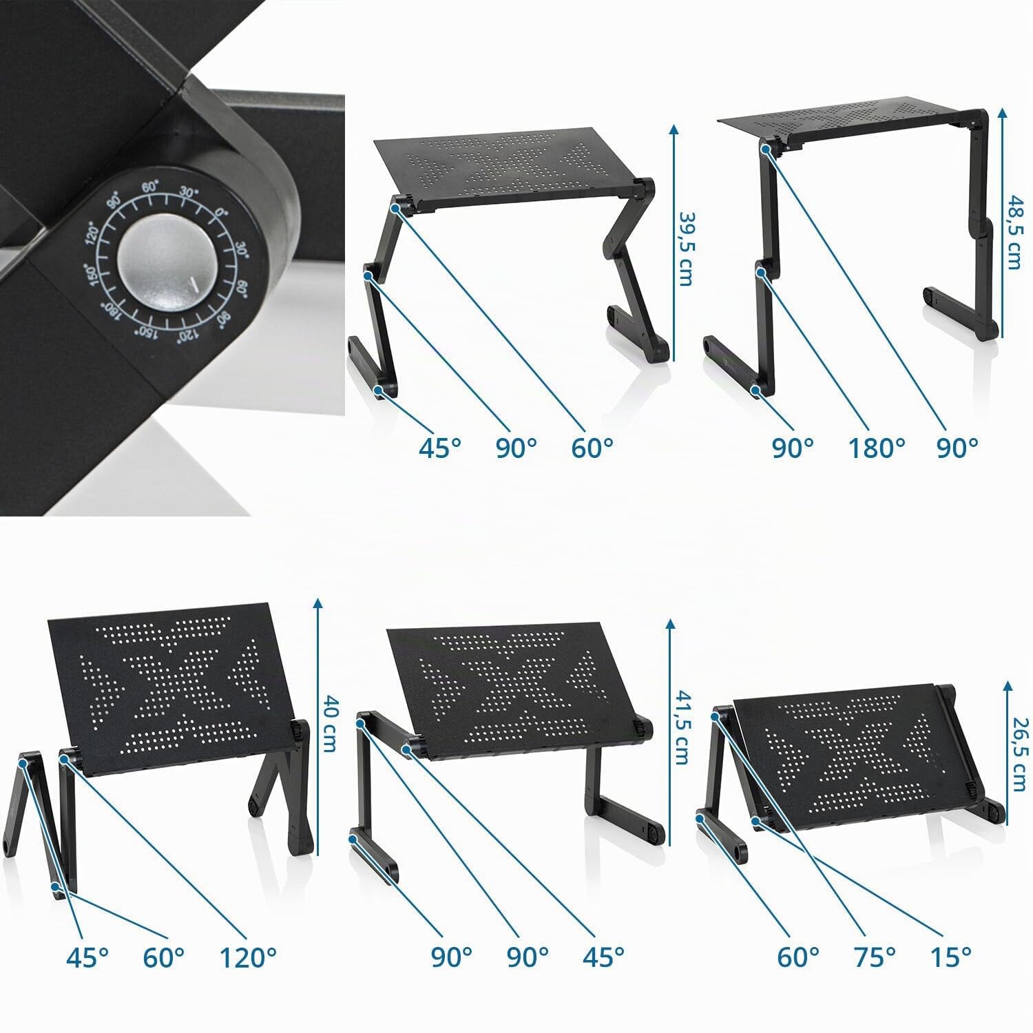hjh OFFICE 802117 Laptop Ständer VM-SA II Aluminium Laptophalterung 360° klappbar, Laptop-erhöhung Auflage, ergonomisch