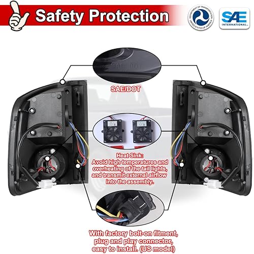 Miniatura 5 de Nixon Offroad Luces traseras para Chevrolet Chevy S10 1999-2002 / GMC Sonoma 1994-2004 / Isuzu Hombre 1996-2000 Lámparas traseras LED de repuesto