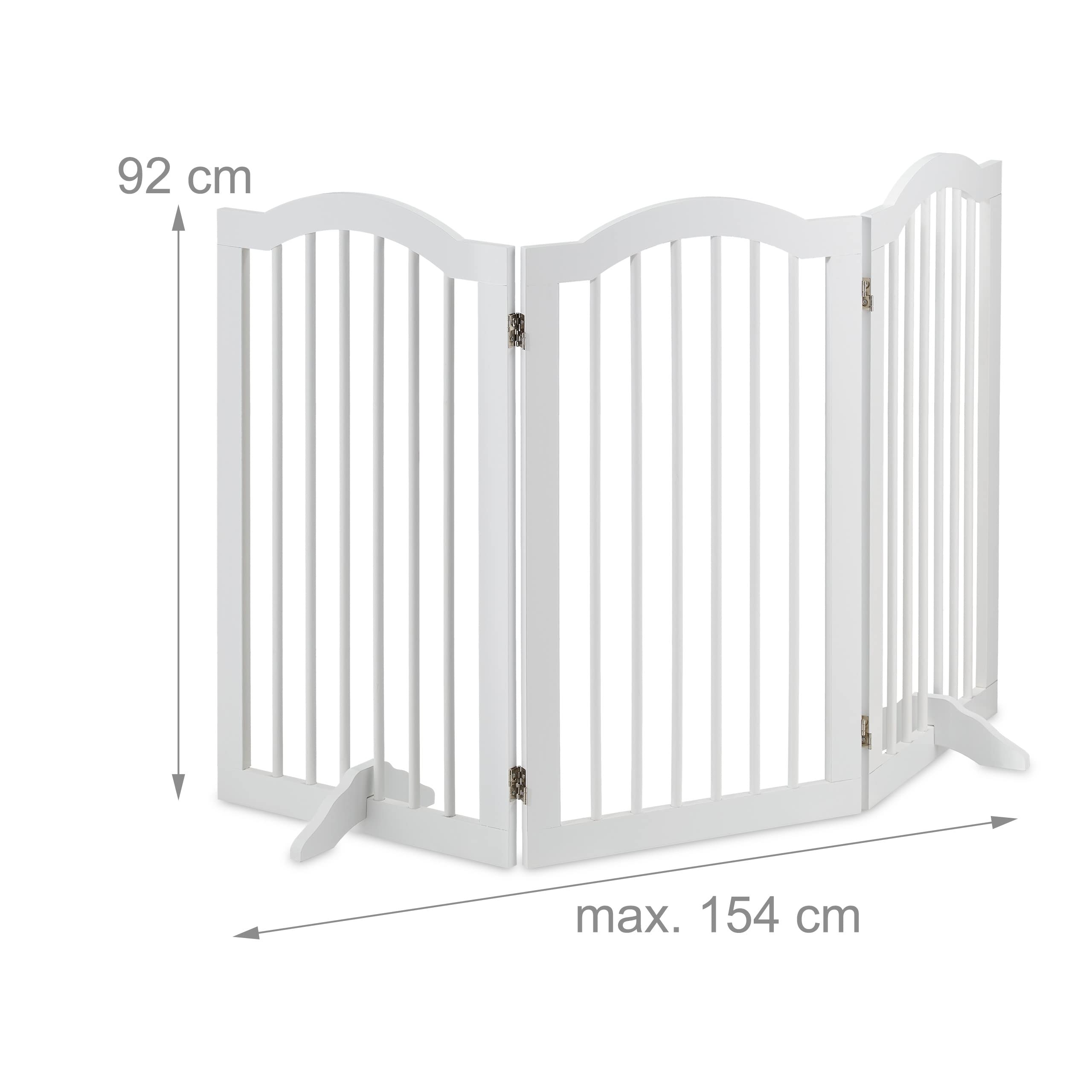 Relaxdays Barrera Seguridad Niños, 3 Paneles, Alto 92 cm, Valla Protección Bebés y Mascotas, Plegable, 92x154 cm, Blanca