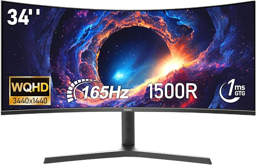 Amazon.co.jp: AESNO 34インチ ゲーミング モニター 湾曲 UWQHD 165Hz
