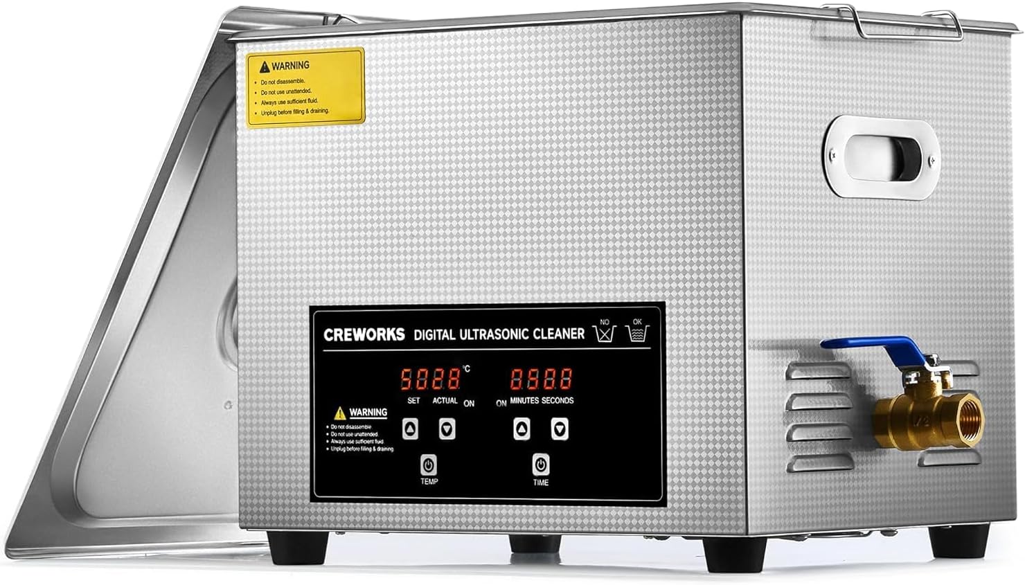CREWORKS 10L Digital Ultrasonic Cleaner with Heater and Timer, 240W Stainless Steel Ultrasonic Cleaning Machine, Professional Ultrasonic Parts Cleaner for Retainer Auto
