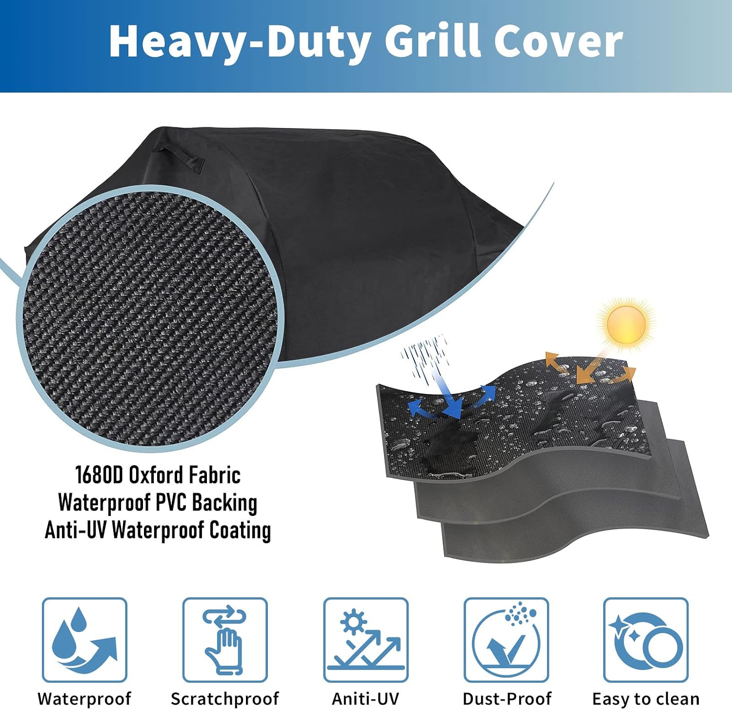 Grisun 7131 Grill Cover for Weber Genesis II 4 Burner, LX 400 Series, Summit 400 Series, Genesis II 410,435,440 Grill - UV-Resistant, Waterproof, 65 Inch