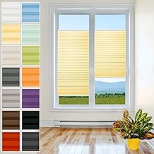 Premium Pleated Blind Klemmfix No Drilling Yellow 75 x 120 cm, Sun Protection, Translucent, Easyfix Roller Blind for Windows, Folding Roller Blind, Blinds for Clamping, Pleated Blind