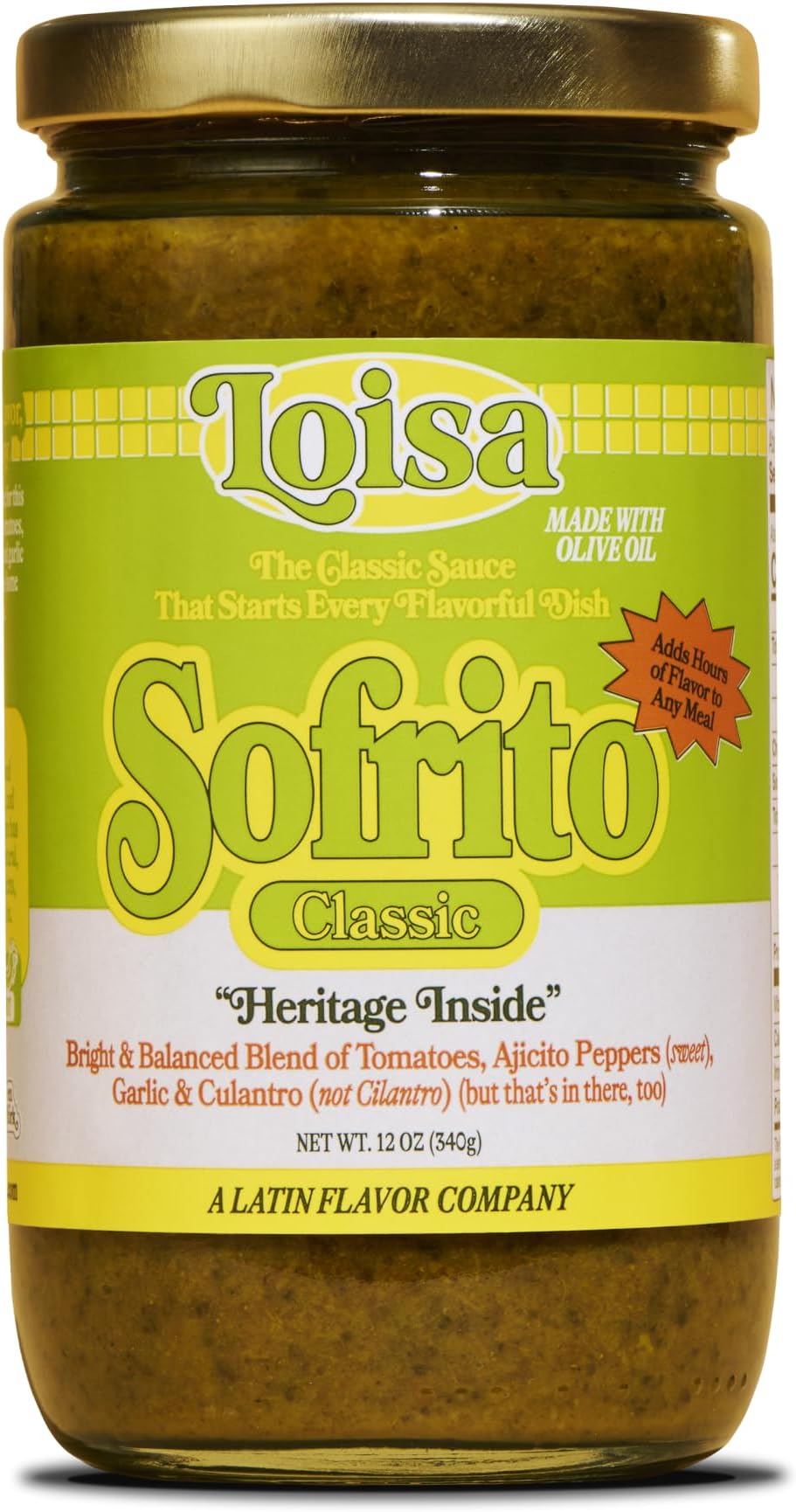 Sofrito Cooking Sauce, Non-GMO, No-MSG, No Preservatives, No Artificial Coloring, No Artificial Flavors, Vegan, Pure Latin Flavor, 12 oz, Pack of 1