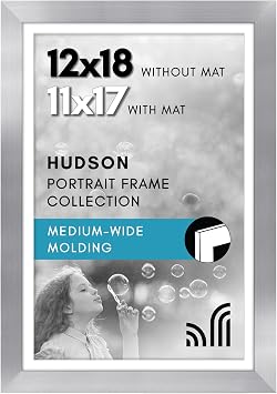 Americanflat 12x18 Poster Frame - Matted to 11x17 - Silver