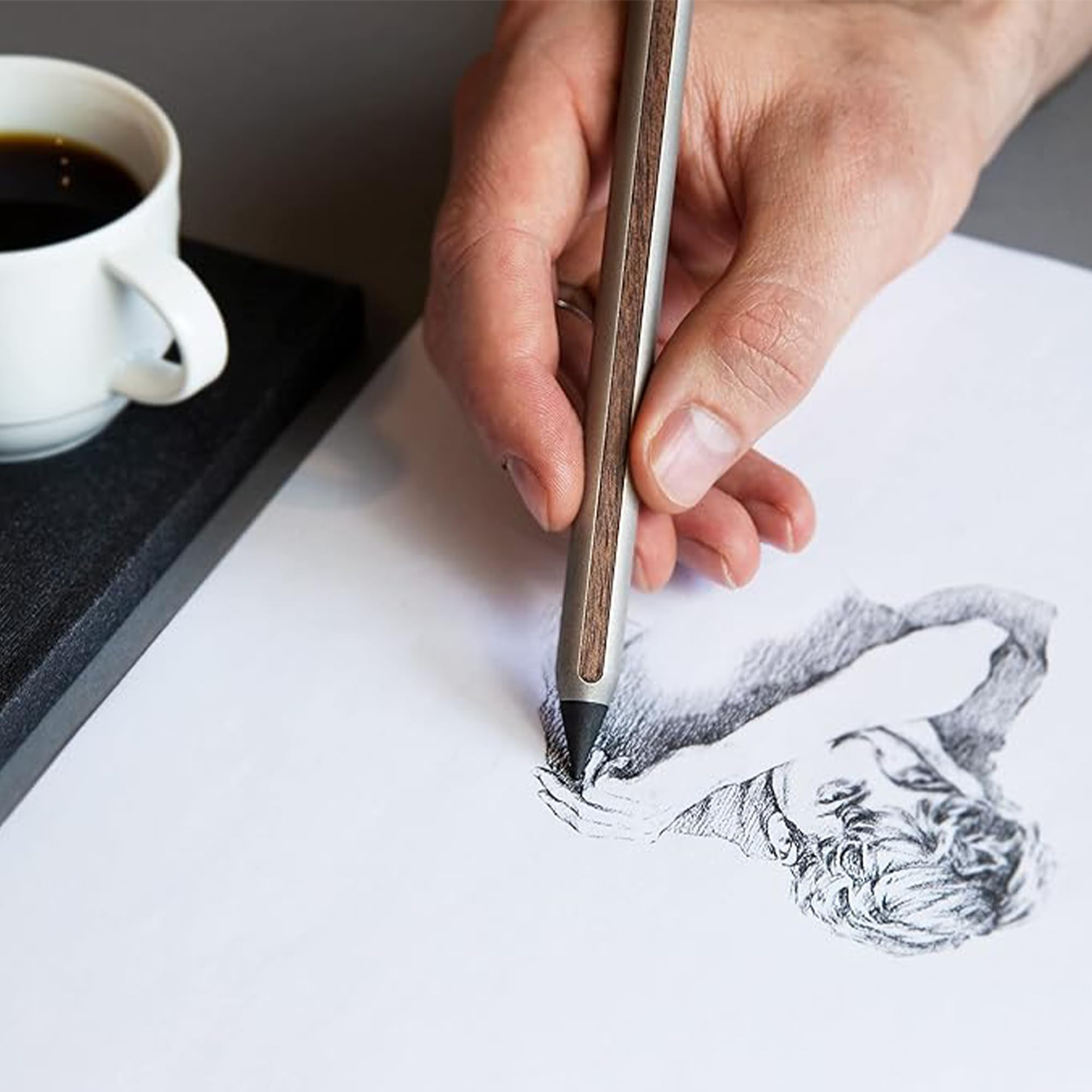 200001 AEON-Stift aus Aluminium – Langlebiger Bleistift, magnetische Graphit-Spitze zum Wechseln – Comet Grey
