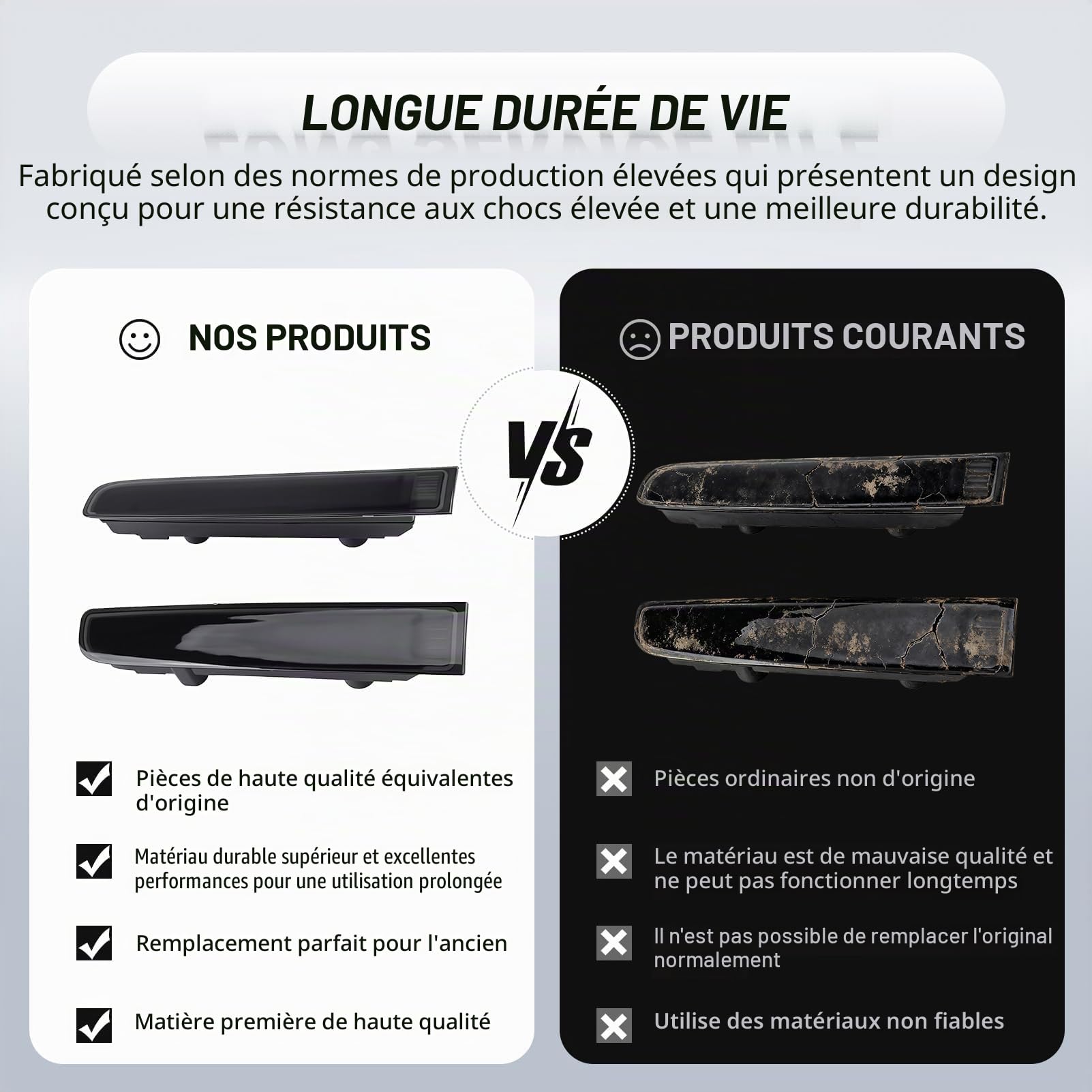 Paire de Troisièmes Feux Stop Arrière, Noirs, pour Transporter T5 T6 Caravelle Multivan MK V (portes battantes), Années-modèles 2003-2015, Références 7E0945097E et 7E0945097F