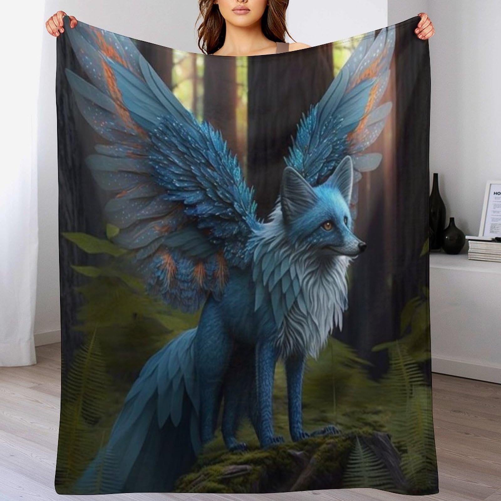 Couverture polaire renard en flanelle douce 100x130 cm pour lit et canapé