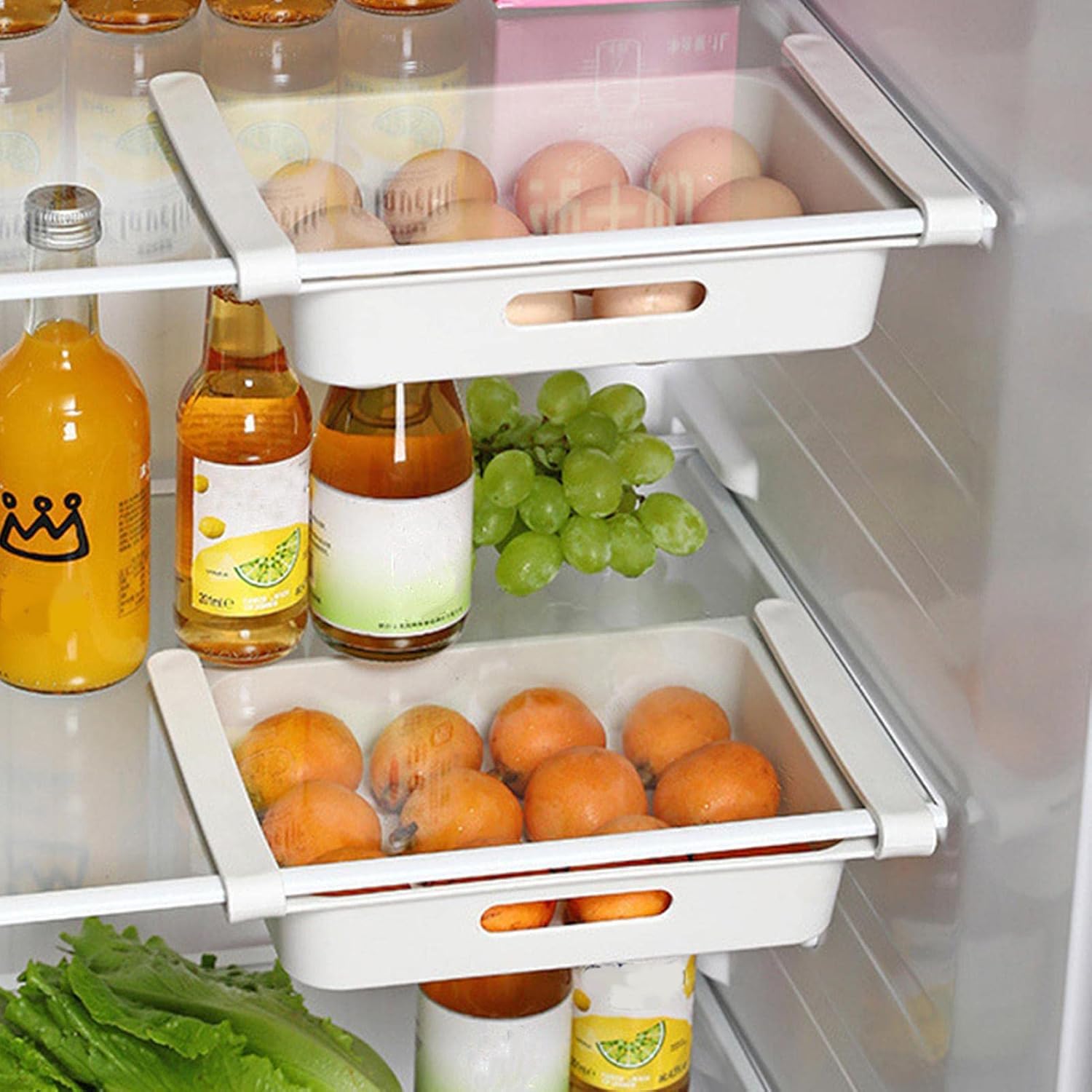 Egg Holder for Refrigerator,Egg Tray for Refrigerator,Egg Storage Container for Refrigerator, Clear Pull Out Egg Drawer Fridge Organizers and Storage Hold 12 Eggs,Refrigerator Organizer Bins