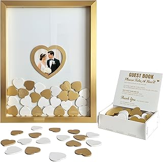Gold Wedding Guest Book Alternative for Reception with Hearts Guest Book...