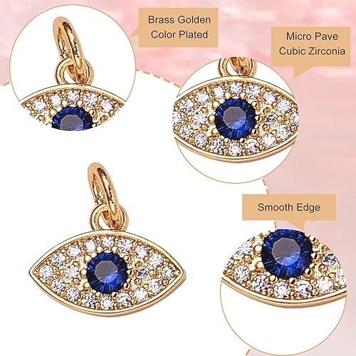 Miniatura 4 de Stiesy Pequeños dijes de circonita cúbica para hacer joyas de bricolaje, Zirconia cúbica Latón, Circonita cúbica