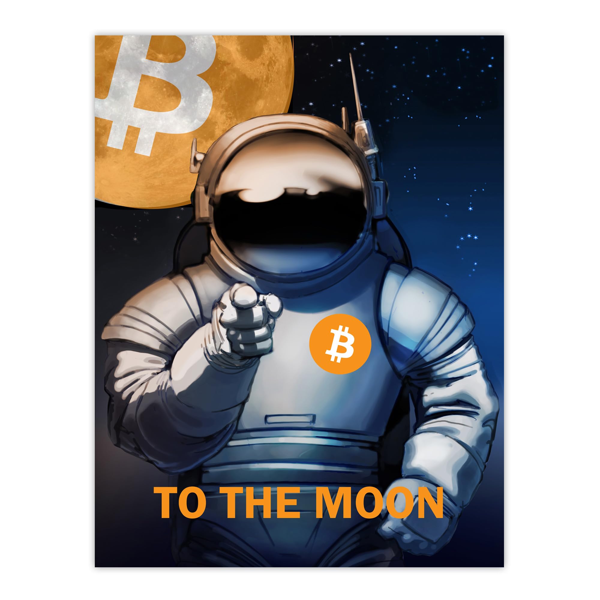 Amazon.com: Artery8 Bitcoin To Moon Crypto Astronaut Satoshi Man Cave Large  Wall Art Poster Print Thick Paper 18X24 Inch: Posters & Prints