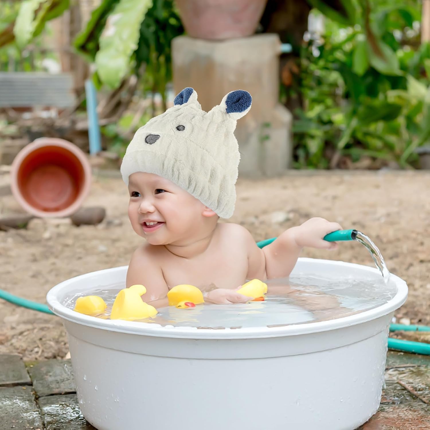Hair Drying Cap Hair Turban Towel 1pcs White Cartoon Coral Fleece Absorbent Quick Dry for Bath Use