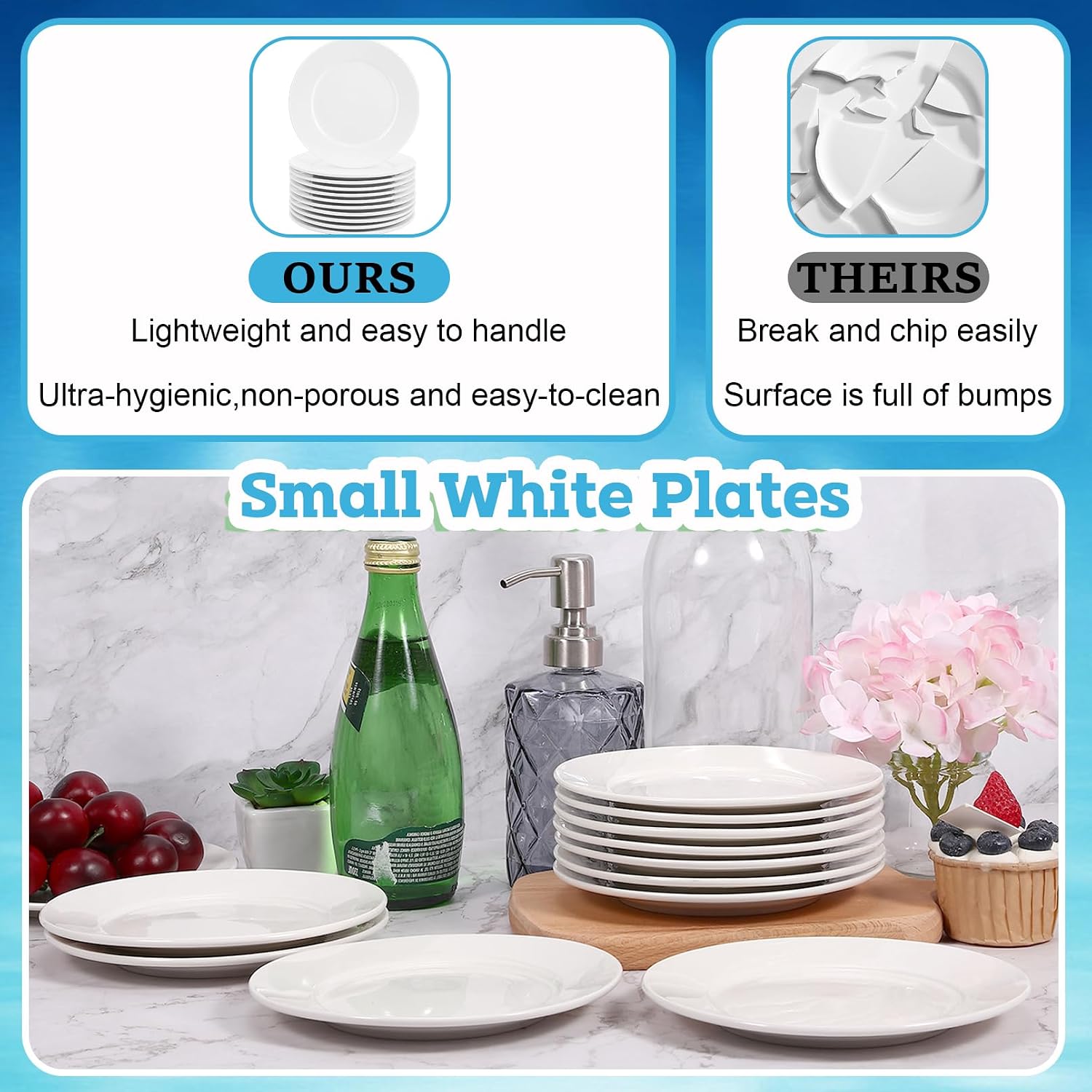 18 PCS Porcelain Salad Plates, 6 Inch Small White Plates