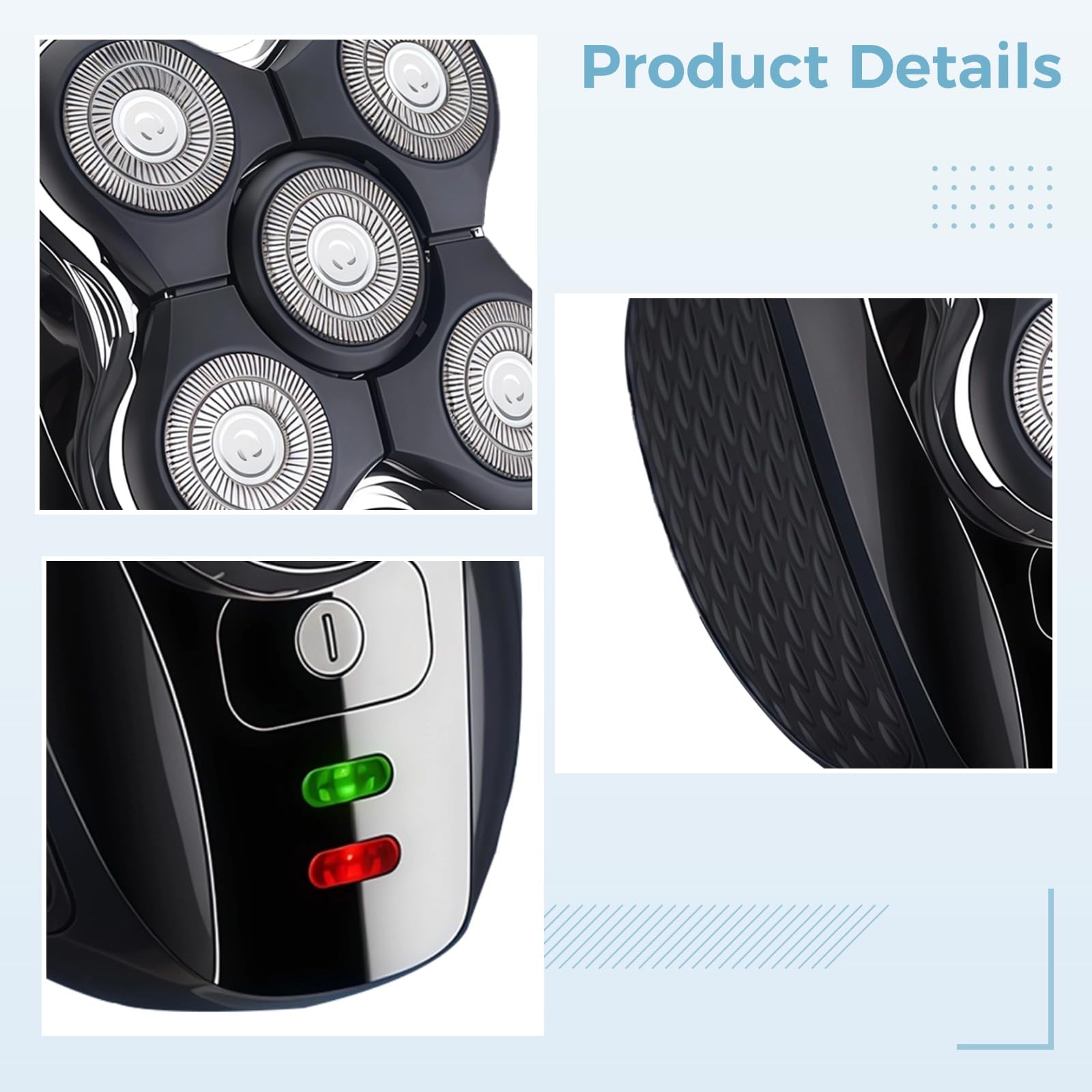Rasoio elettrico 5 in 1, ricaricabile tramite USB, lavabile, con taglianaso, spazzola per il viso, tagliacapelli, design ergonomico