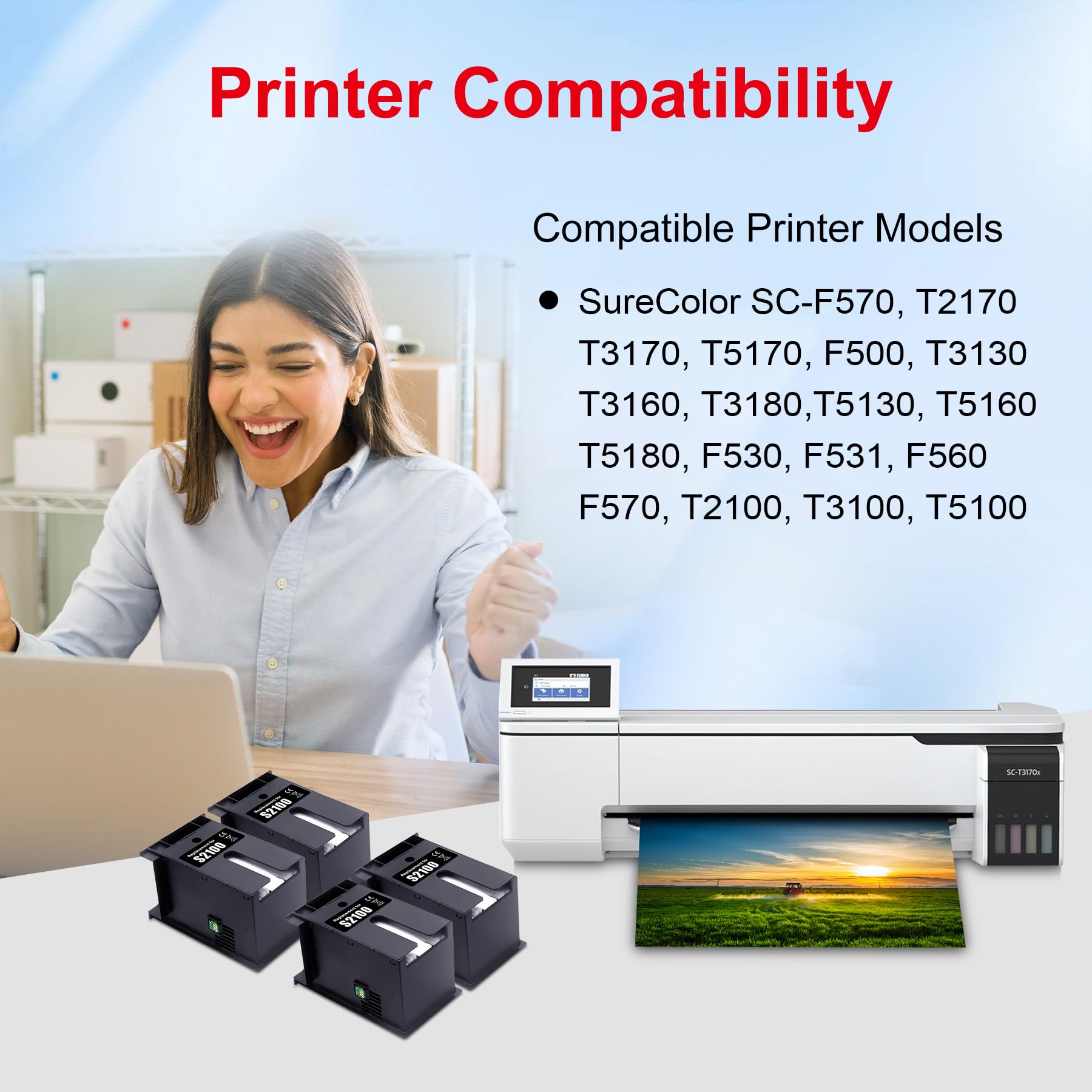 Scatola di manutenzione S2100 C13S210057 SC13MB Unità di raccolta d'inchiostro residuo di ricambio compatibile per stampante SureColor SC-F500 SC-F570 SC-F571 T2170 T3170 T5170 SC-T5180
