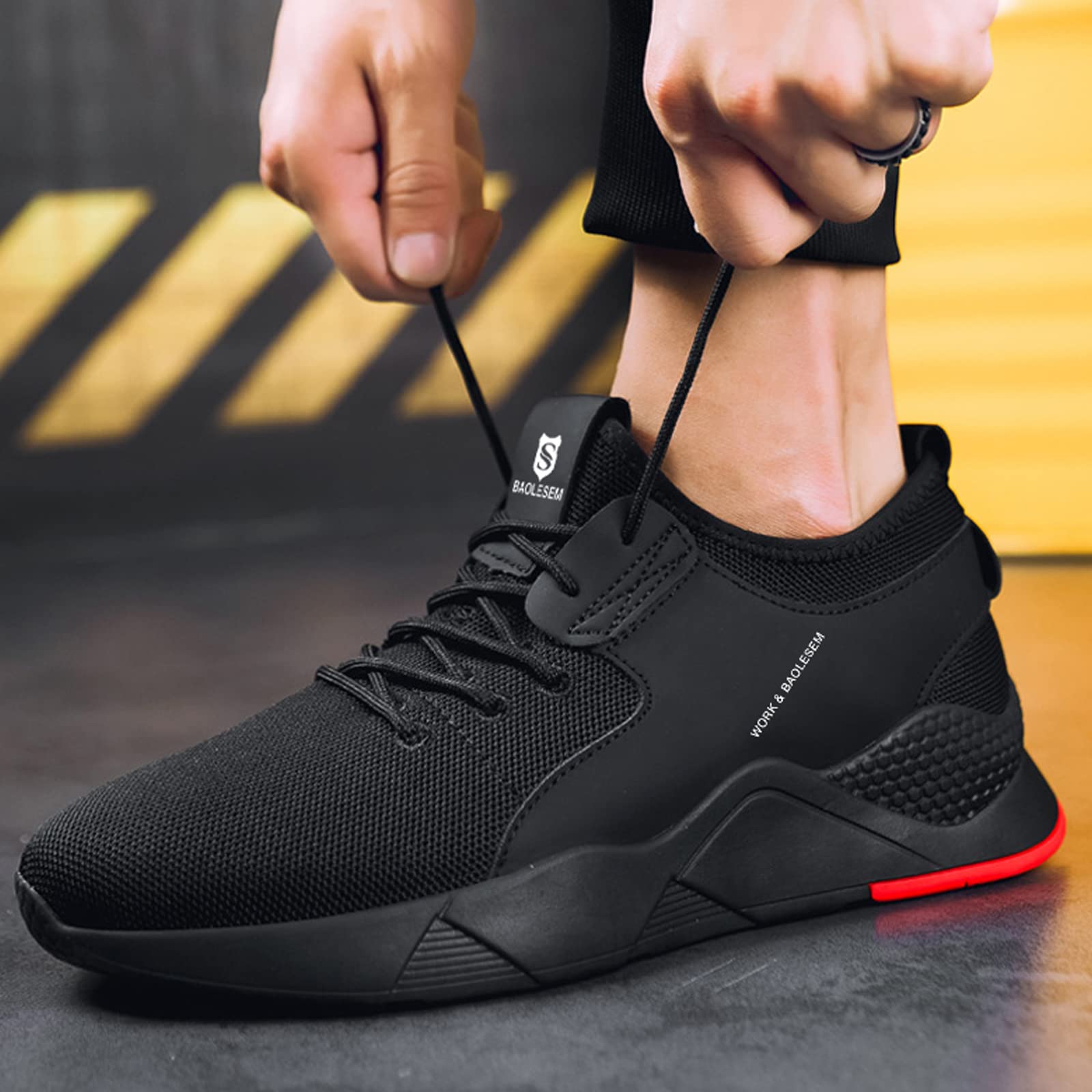 Sicherheitsschuhe Herren Arbeitsschuhe Damen Leicht Atmungsaktiv Sportlich Schutzschuhe mit Stahlkappe Sneakers