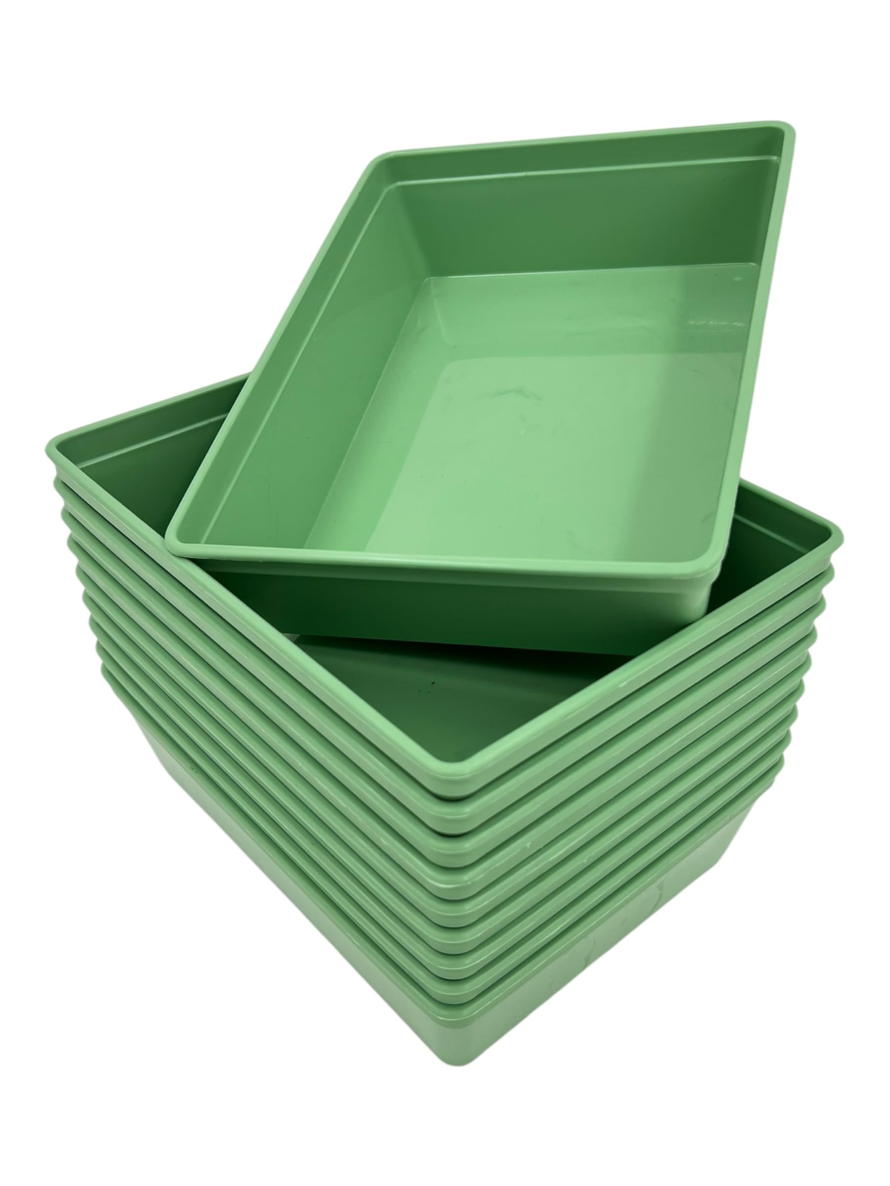 Chabrias Ltd Green Plastic Activity Trays, Colours Kids Play Art Tray Crafts Toy Organizer Tray (Pack Of 10) - Uk Made (, 20 X 15 X 5Cm)