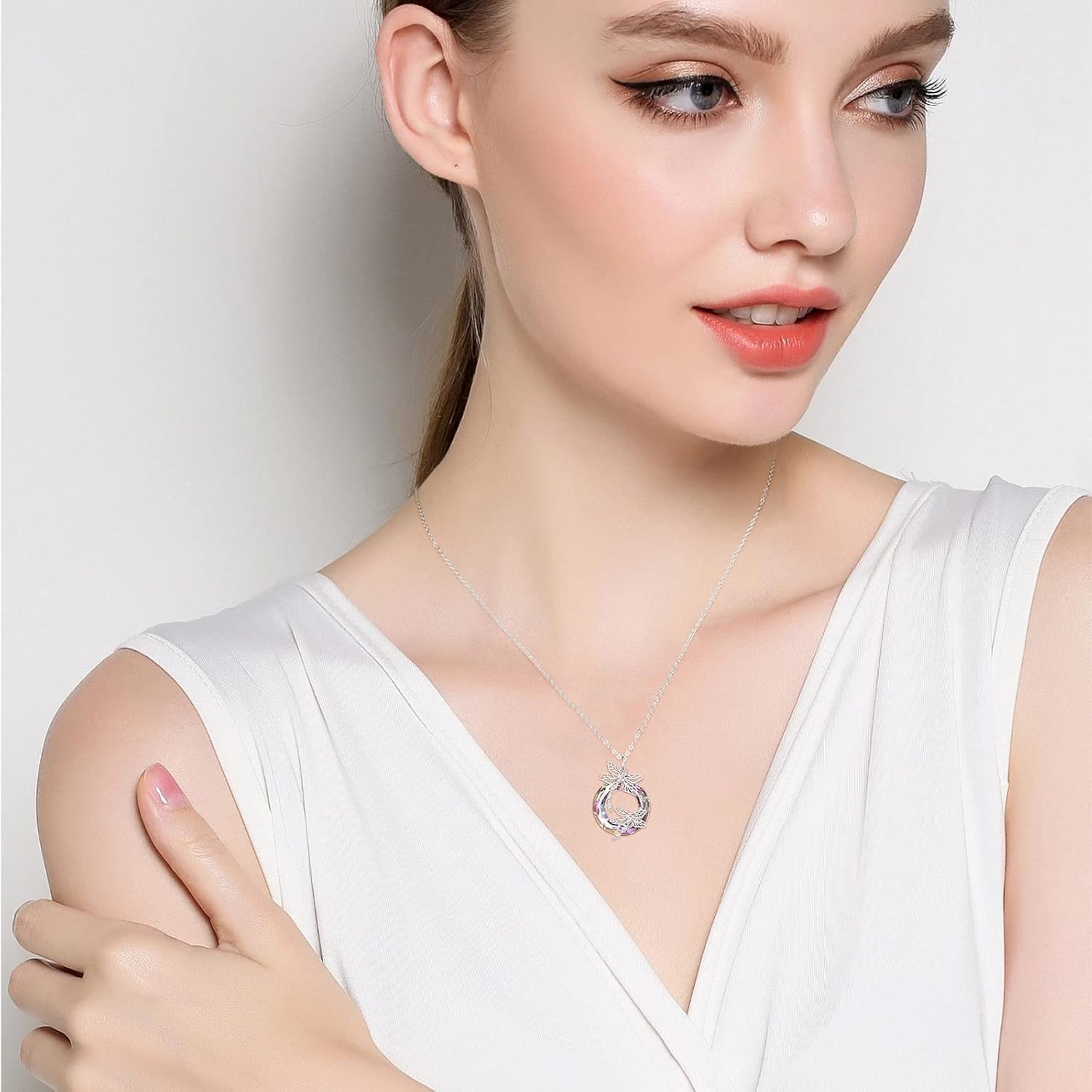 AENEAS Dragonfly Necklace for Women Sterling Silver Dragonfly Pendant Necklace Crystal Jewelry Dragonfly Gifts for Women Mom Wife - Image 5