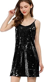 Women's Glitter Sequin Dress Spaghetti Strap V Neck Party Cocktail Sparkly Mini Dress Clubwear - Buy now