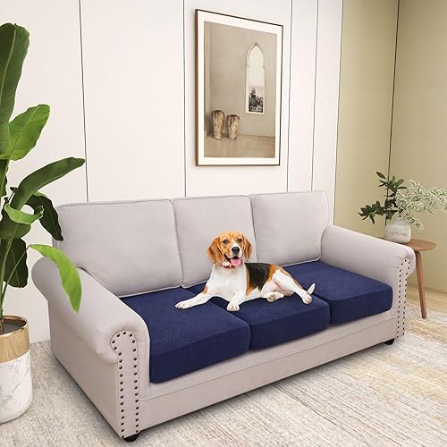 Miniatura 7 de hyha Fundas individuales para cojín de sofá, fundas elásticas lavables para sofá, funda deslizante para sofá de mascotas, para niños con parte Azul